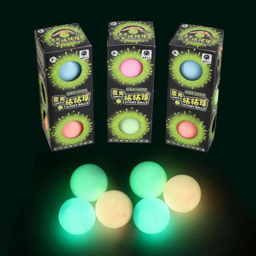 Набор из трёх флуоресцентных липких мячиков-антистресс 9b2 Lumi Balls 3-Pack